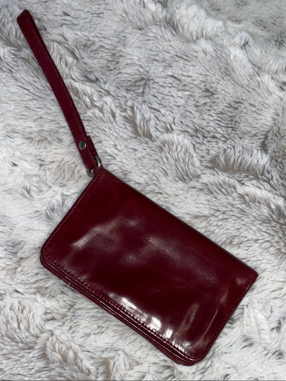 HOBO Leather Wristlet Wallet - Burgundy